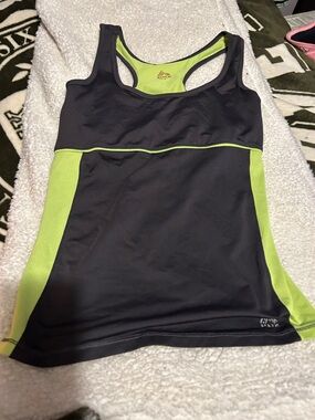 Avia Black Athletic Tank with Neon Lime Panels